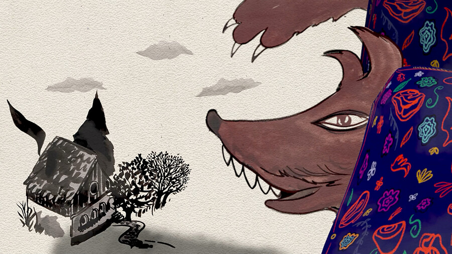 The wolf represents the dangers faced by children left at home while parents worked long hours — fear, poverty, and the constant threats that shaped childhood. It also symbolises the strength and survival mindset developed across generations.